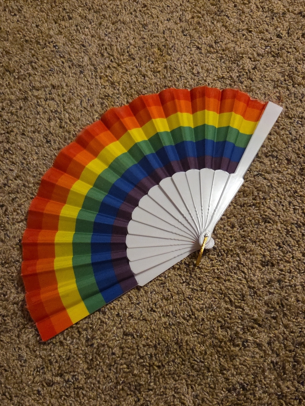 White Handle Rainbow Pride Folding Fan